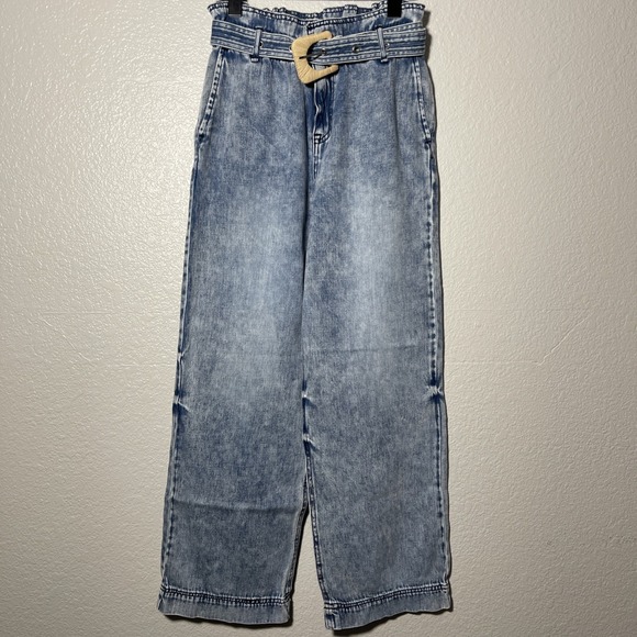 Sam Edelman Womens Rayne Paper Bag Blue High-Rise Denim Cropped Jeans 25 - Picture 1 of 5